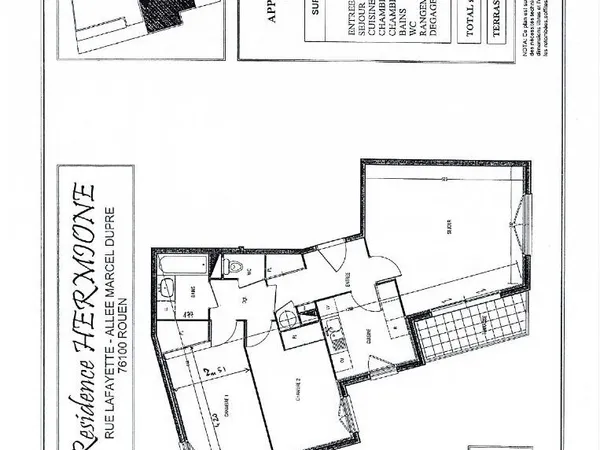 Appartement 3 pièces de 66m² avec terrasse et parking - Rouen gauche - Secteur Cité 