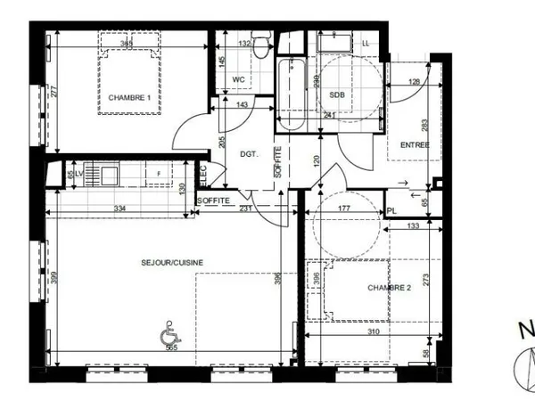Appartement 3 pièces 63 m² 
