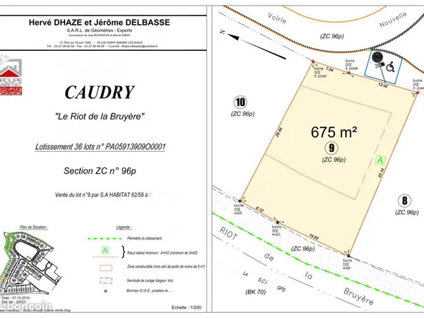 Terrain 675 m² Caudry 