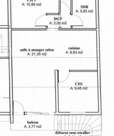 Appart F3 climatisé 65m2 dans petite résid.privative de 2 lots 