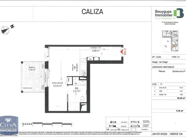 Appartement 1 pièce 29 m² 