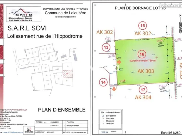 Terrain 523 m² Laloubere 