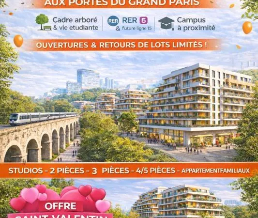 OFFRE DU DEBUT D'ANNEE TVA 5.5 et PTZ : PROCHE DES GARES DU GRAND PARIS DANS UN CADRE UNIQUE! 