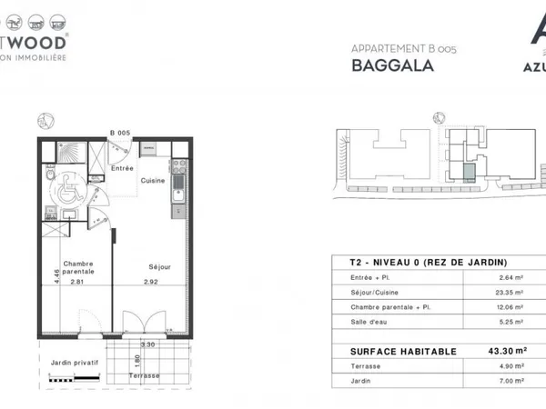 Appartement 2 pièces 43 m² 