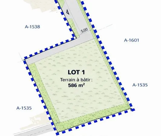 Terrain constructible 586 m2 à vendre 