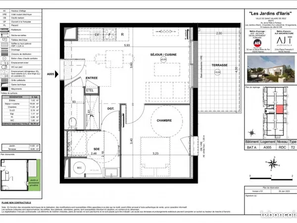 Appartement 2 pièces 39 m² 