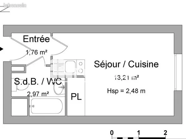Studio 1 pièce 18 m² 
