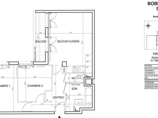 Appartement 3 pièces 60 m² 