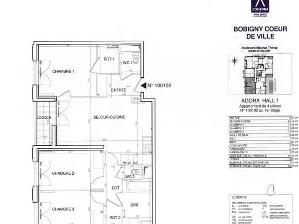 Appartement 4 pièces 80 m² 