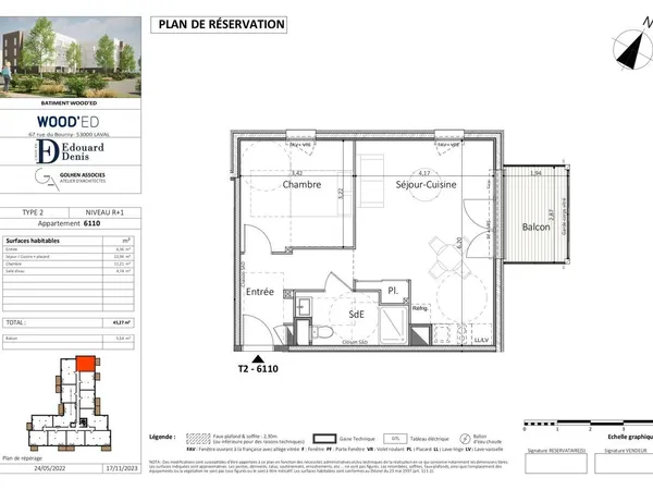 Appartement 2 pièces 45 m² 