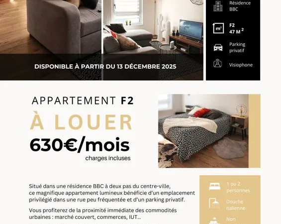 Location F2 centre-ville 