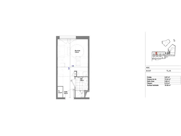 Appartement 1 pièce 20 m² 
