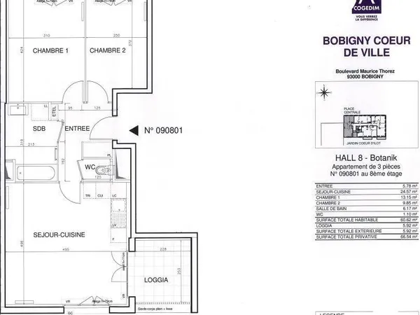 Appartement 3 pièces 60 m² 