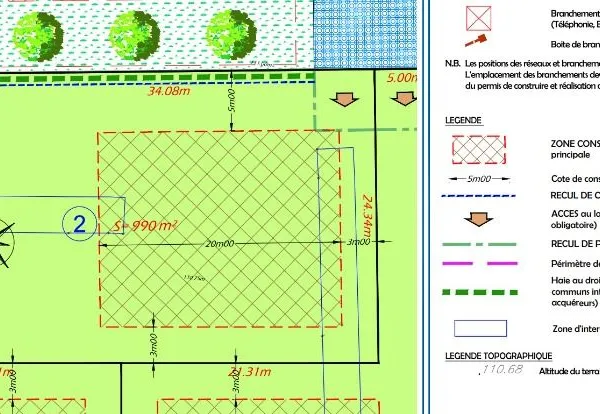 Terrain 990 m² Manneville Sur Risle 