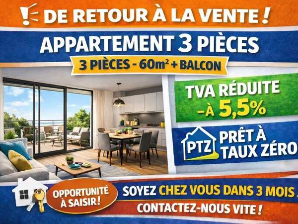 Appartement 3 pièces 61 m² 