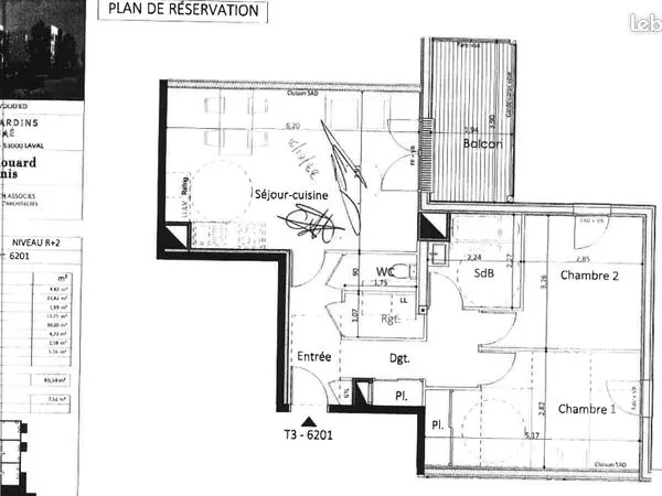 Appartement 3 pièces 66 m² 
