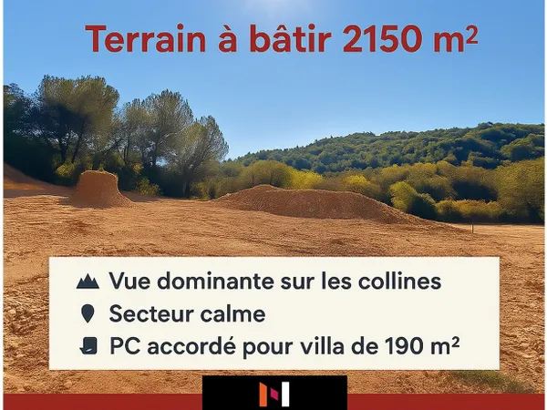 Terrain 2150 m2 - position dominante - vue collines 