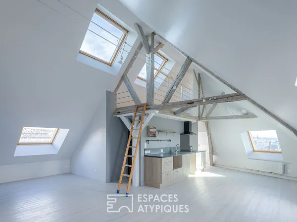 Loft sous comble dans une maison de maître proche de la gare 