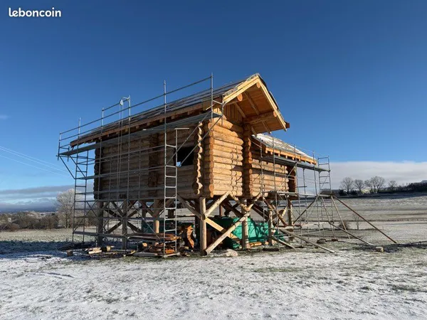 🏔️ Chalet en Rondin - Vue imprenable sur le Puy de Dôme - Terrain 3 000 mètres Constructible 