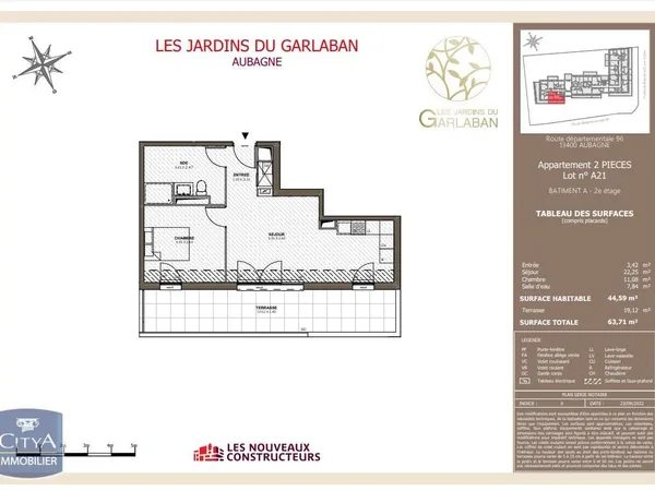Appartement 2 pièces 45 m² 