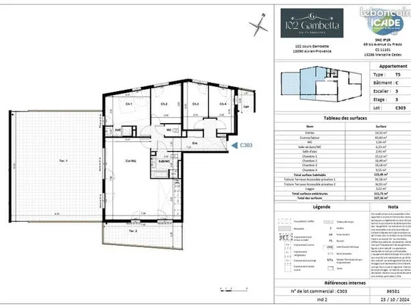Appartement 5 pièces 115 m² 