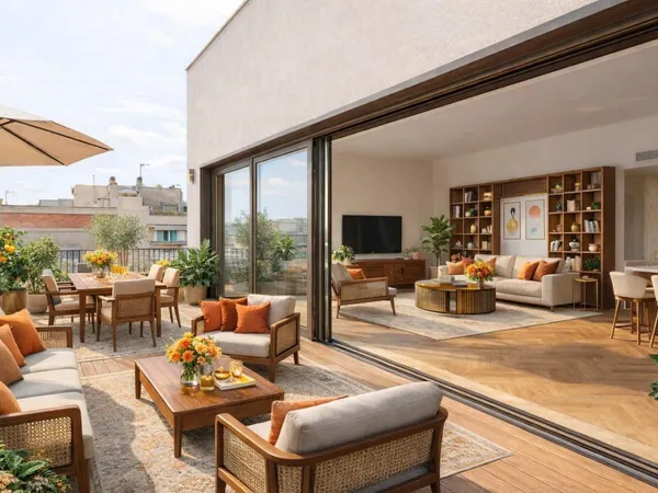 T5 de 100m2 LUMINEUX, intelligemment agencé au 5e étage avec TERRASSE de 19m2 de - Proche métro, 