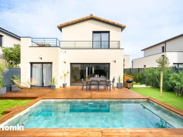 Maison contemporaine 125 m² avec piscine, jardin paysagé et toit terrasse - Lansargues 