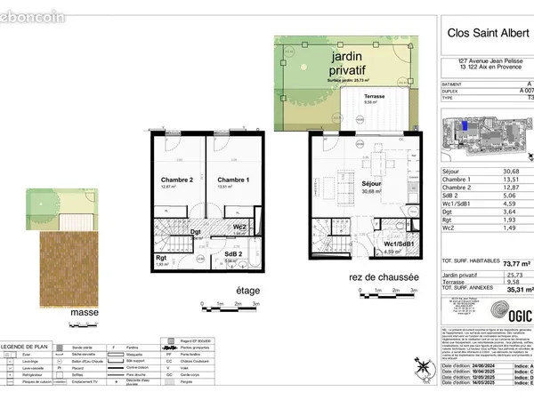 Appartement 3 pièces 74 m² 