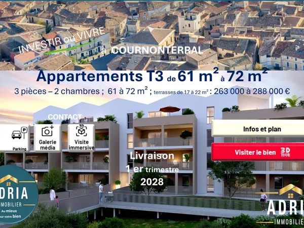 Appartements neufs du 3 au 4 pièces - Proche Montpellier 