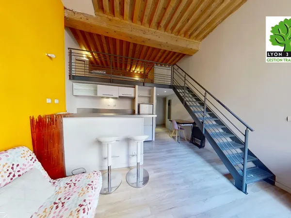 Pentes Croix Rousse luxueux studio meublé 27 m2 plus mezzan 
