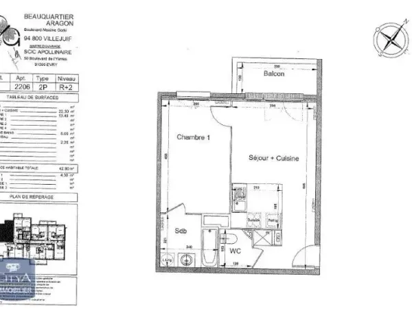 Appartement 2 pièces 43 m²