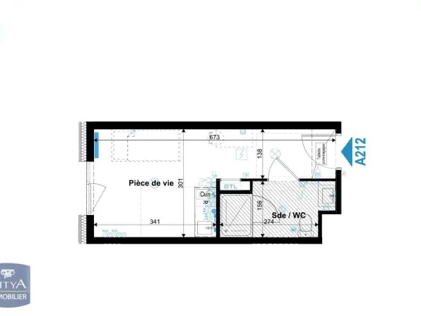 Appartement 1 pièce 19 m²