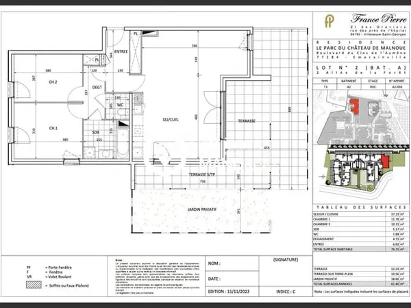 Appartement 3 pièces 75 m²