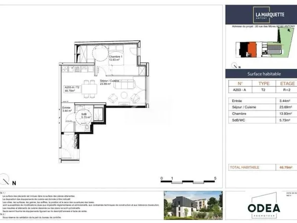 Appartement 2 pièces 46 m²
