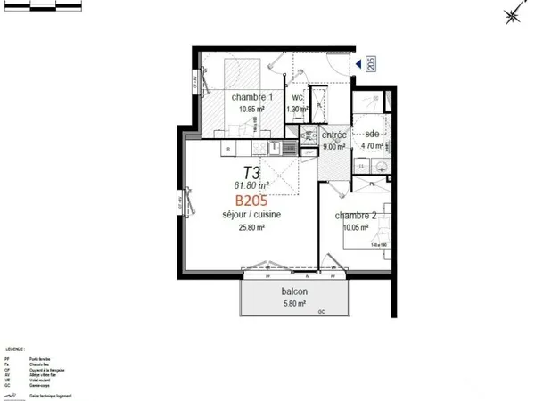 Appartement 3 pièces 62 m²