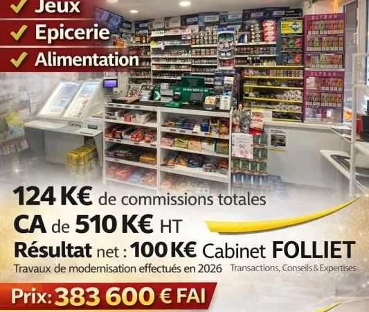 Fonds de commerce tabac, jeux 80 m²