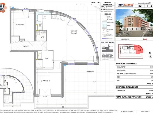 T3 de 75m² RESIDENCE PARADIS M