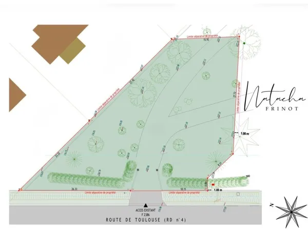 Terrain constructible 1 150 m² - Projet 2 maisons possible - Fronton