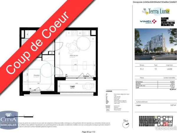 Appartement 2 pièces 43 m²