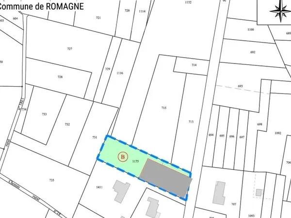 TERRAIN CONSTRUCTIBLE - ROMAGNE - BEL EMPLACEMENT