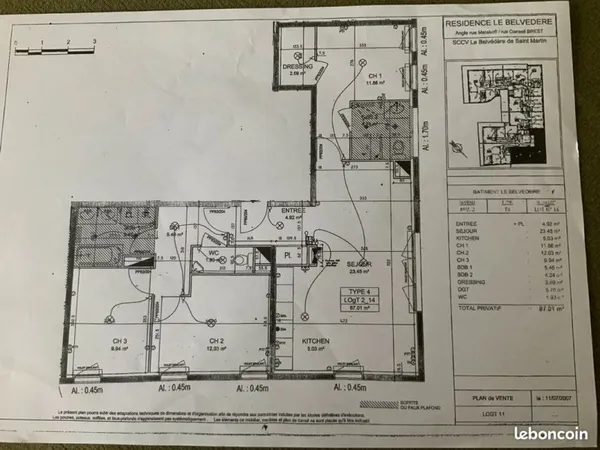 T4-87m2-Résidence Le Belvédère- Quartier Saint Martin- DPE B