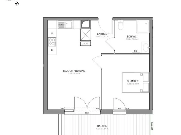 Appartement 2 pièces 42 m²