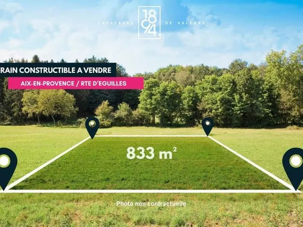 Terrain Constructible à Vendre Aix-en-Provence 13090 | 833m² | Libre constructeur | Secteur privilég