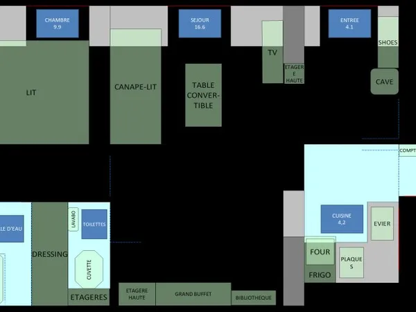 Loue dernier étage meublé : 2 pièces 38m² - Paris 17ème