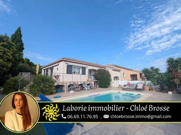 A Vendre - Puisserguier - Villa T4 + Bureau De 110 M2 Hab Sur 540 M2 De Terrain Avec Terrasse Et Pis