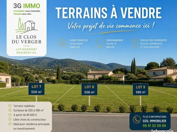 Terrain constructible 580 m² | Exposition sud | Entre ALES et UZES