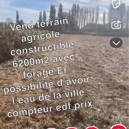 Terrain agricole 6200m2 avec eau et compteur edf