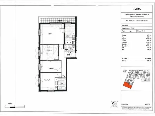 Appartement 4 pièces 77 m²