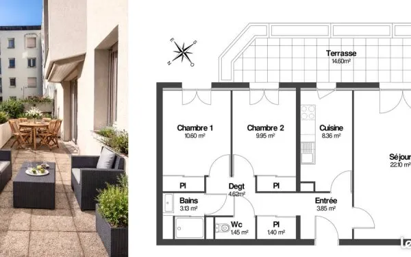 T3 65 m² Angers centre