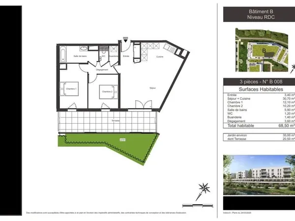 Appartement 3 pièces 69 m²